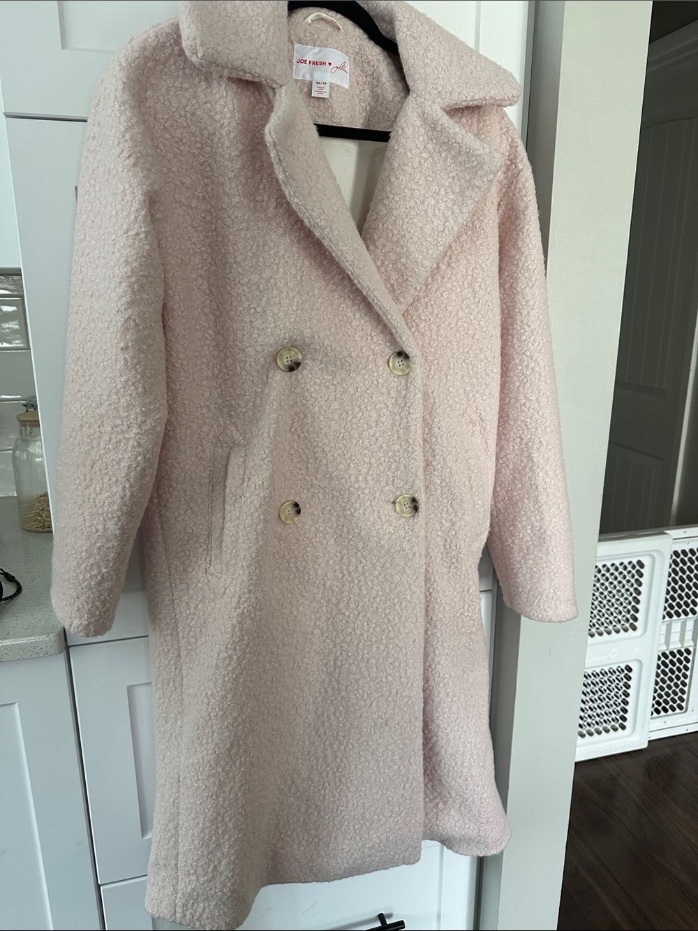 Joe Fresh Light Pink Bouclé Double-Breasted Pea Coat